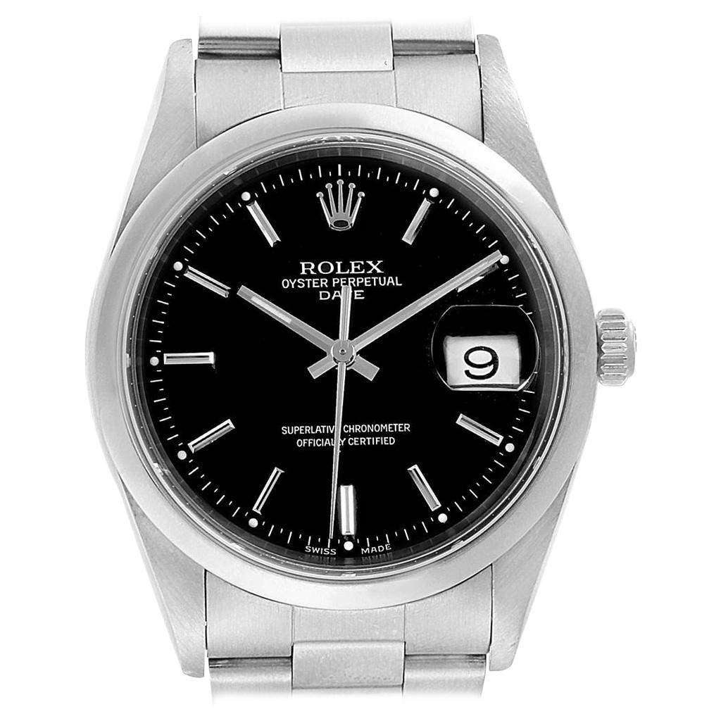 Rolex Date Black Dial Oyster Bracelt Steel Men's Watch 15200 For Sale