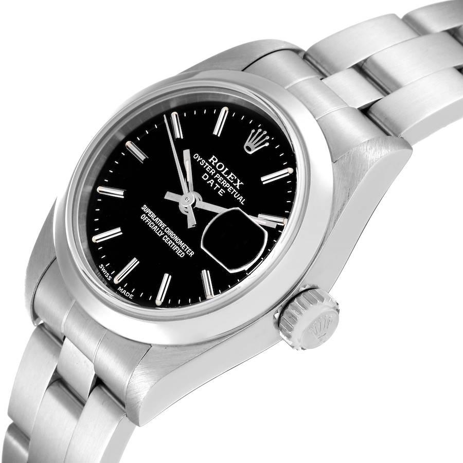 Rolex Date Black Dial Smooth Bezel Steel Ladies Watch 79160 For Sale 1