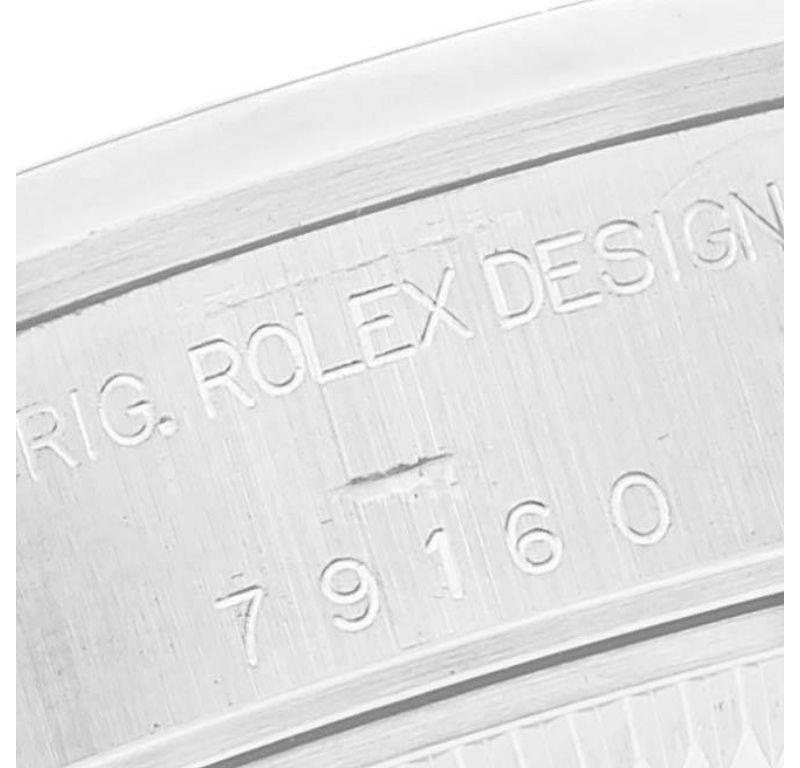 Rolex Montre Date à cadran noir et lunette lisse en acier pour femmes 79160 Excellent état - En vente à Atlanta, GA