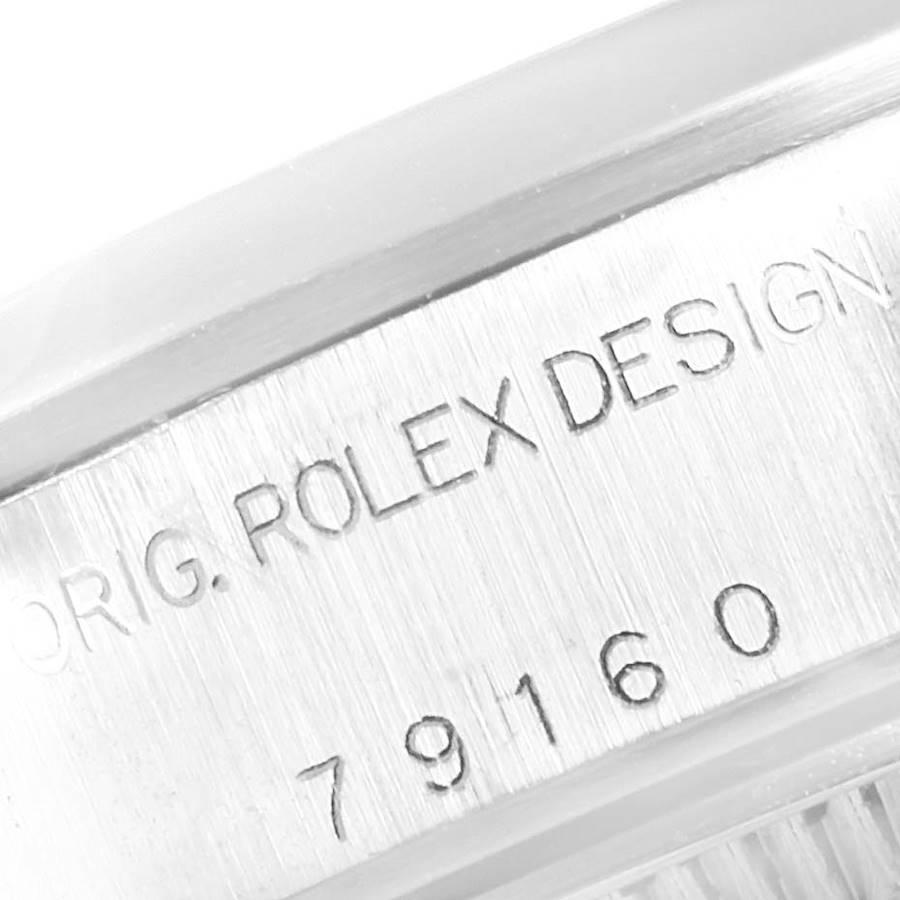 Rolex Datum schwarzes Zifferblatt glatte Lünette Stahl Damenuhr 79160 im Angebot 3