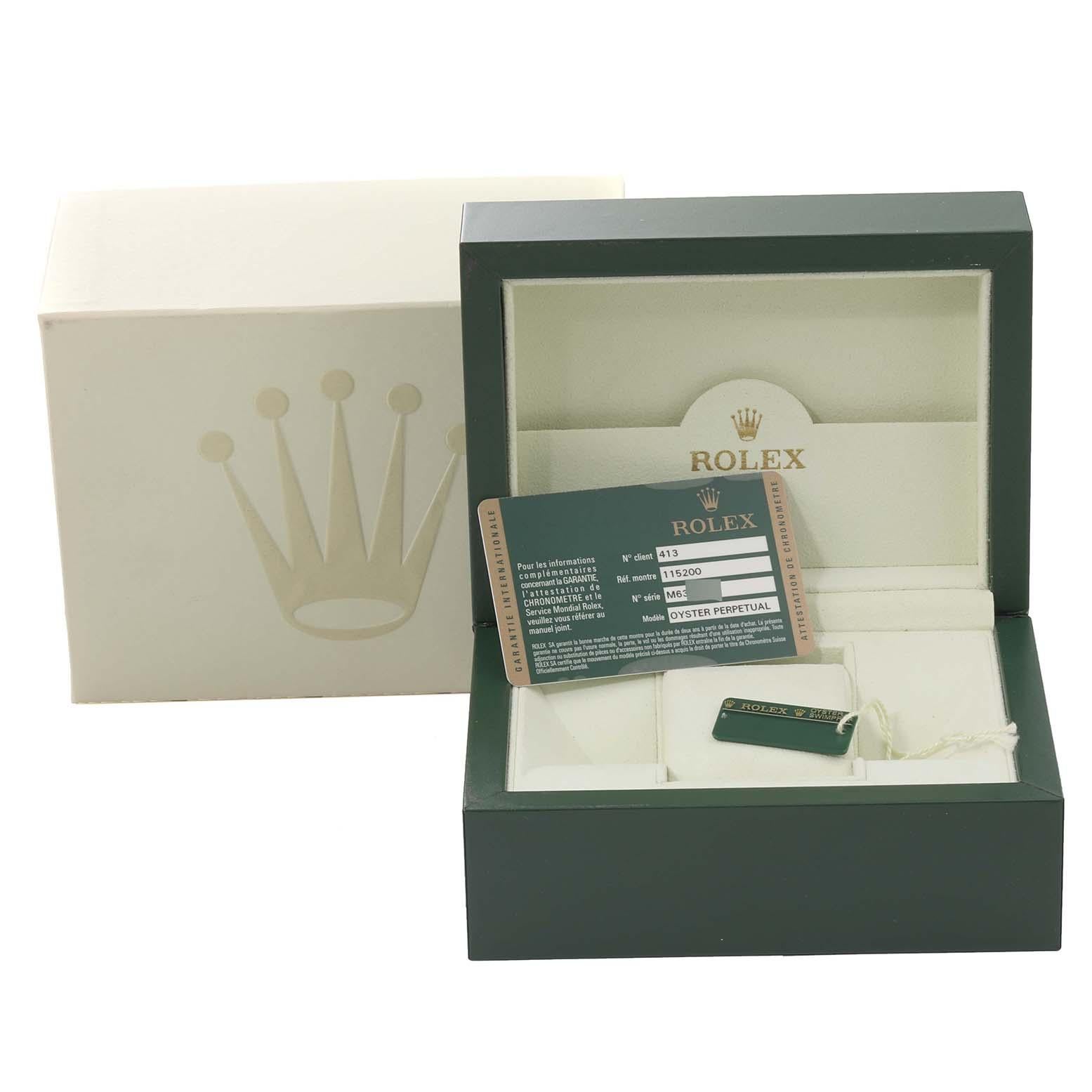 Rolex Date Black Dial Steel Mens Watch 115200 Box Card For Sale 6
