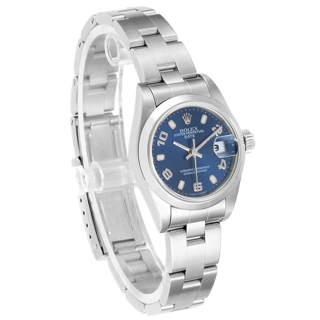 Rolex Date Blue Dial Domed Bezel Steel Ladies Watch 79160 For Sale 1