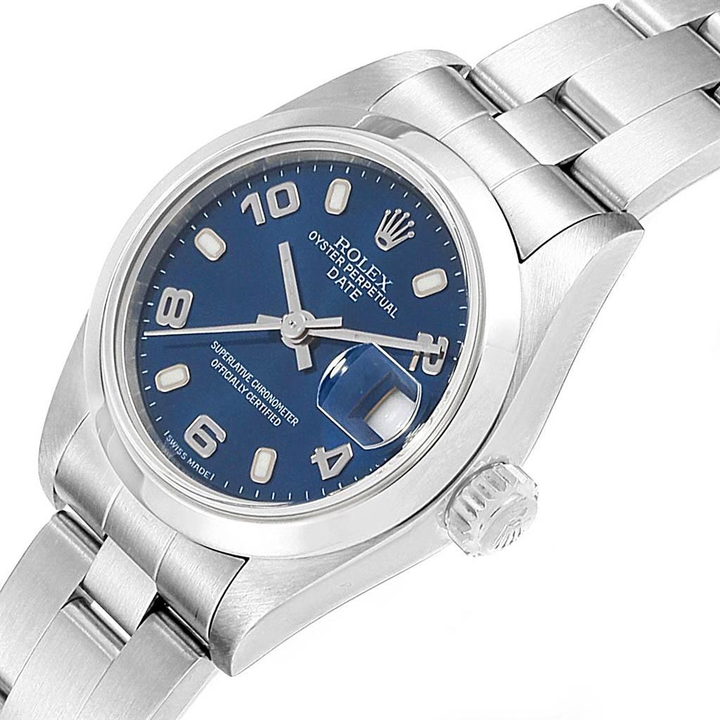 Rolex Date Blue Dial Domed Bezel Steel Ladies Watch 79160 For Sale 2
