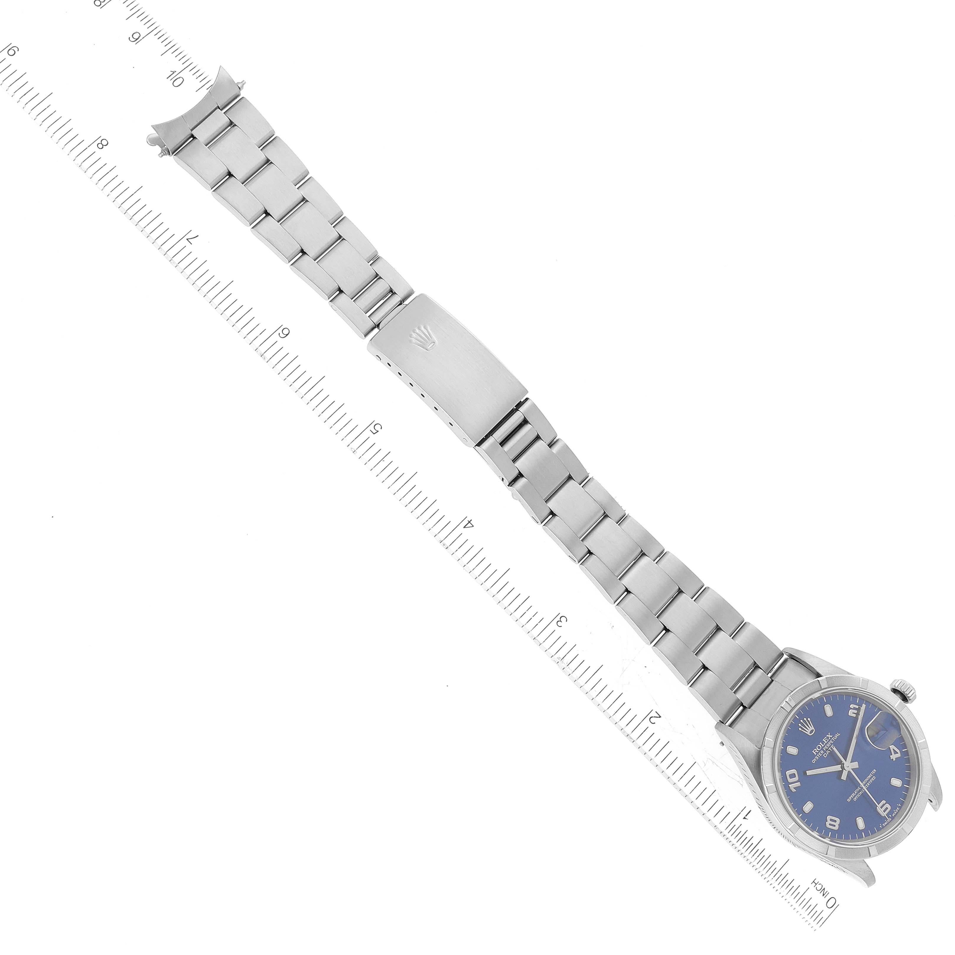 Rolex Date Cadran Bleu Moteur Tourné Lunette Acier Montre Homme 15210 Boîte Papiers 3