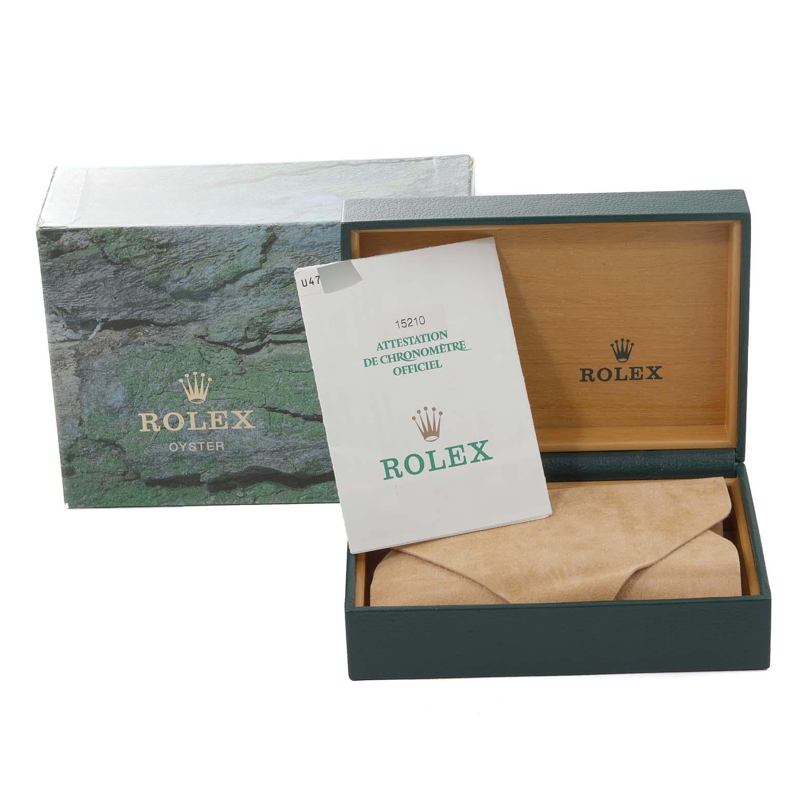 Rolex Date Cadran Bleu Moteur Tourné Lunette Acier Montre Homme 15210 Boîte Papiers 5