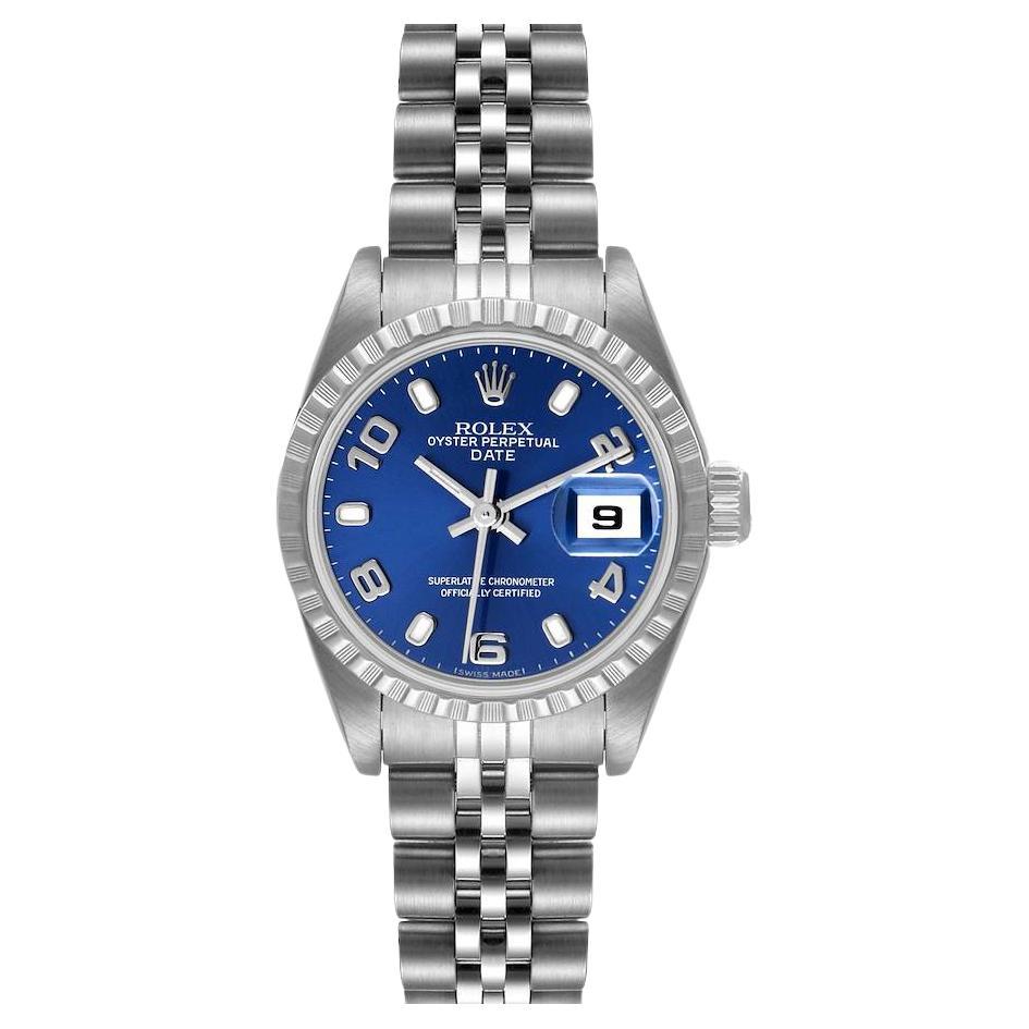 Rolex Date Quadrante Blu Bracciale Giubileo Acciaio Orologio da Donna 79240 Papers