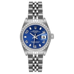 Rolex Date Blue Dial Jubilee Bracelet Steel Ladies Watch 79240 Papers