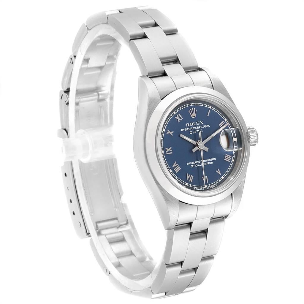 Women's Rolex Date Blue Dial Oyster Bracelet Steel Ladies Watch 69160