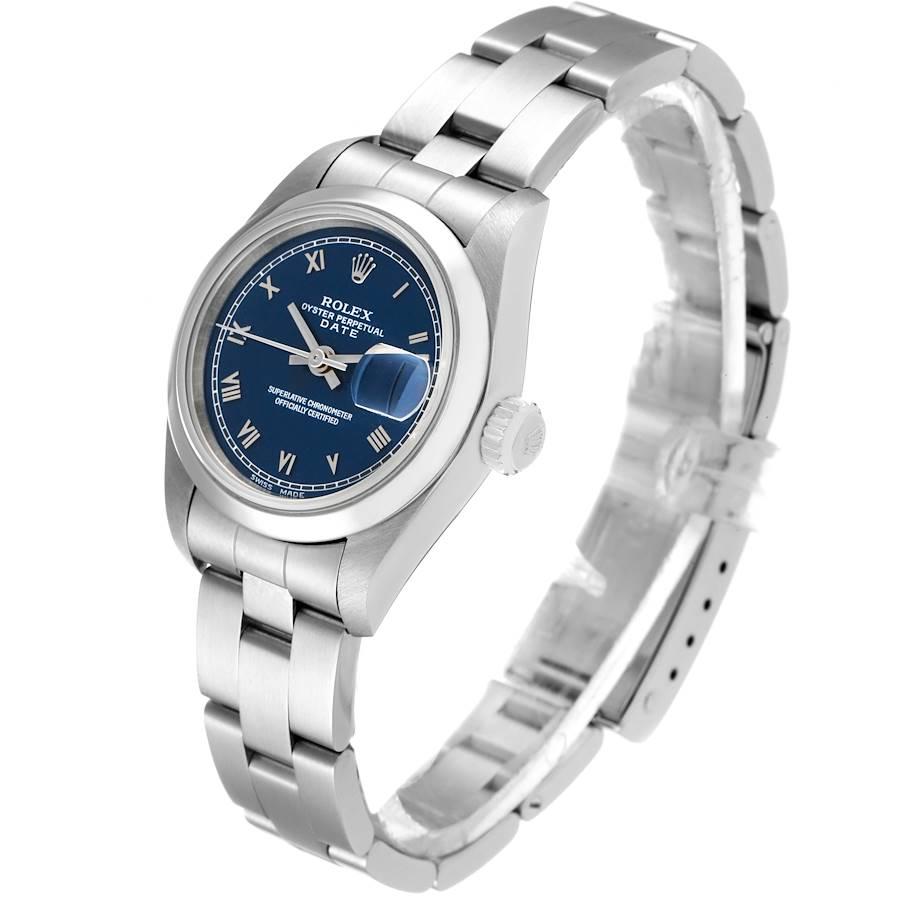 Women's Rolex Date Blue Dial Oyster Bracelet Steel Ladies Watch 69160