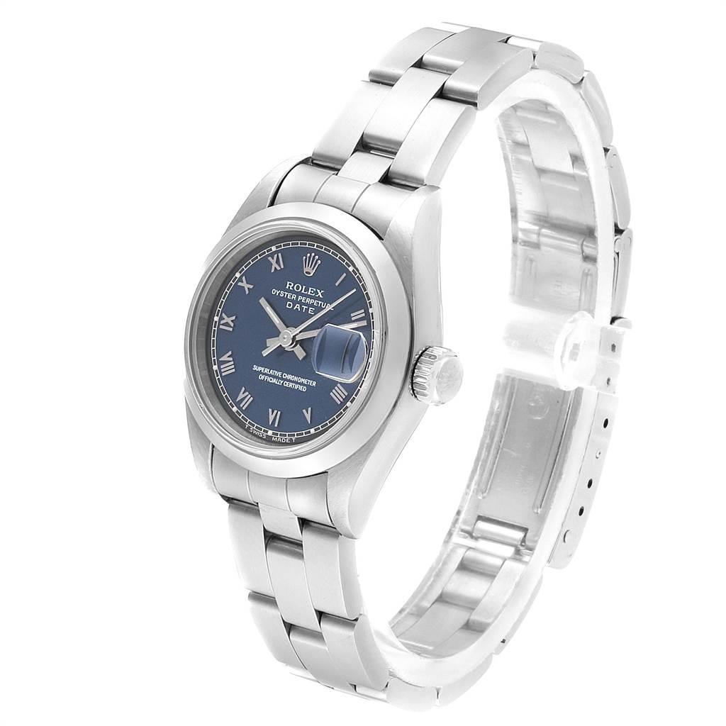 Rolex Date Blue Dial Oyster Bracelet Steel Ladies Watch 69160 1