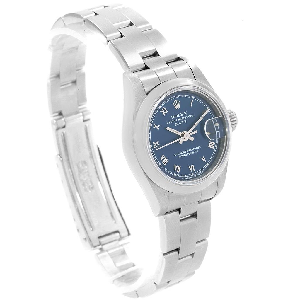 Rolex Date Blue Dial Oyster Bracelet Steel Ladies Watch 69160 For Sale 2