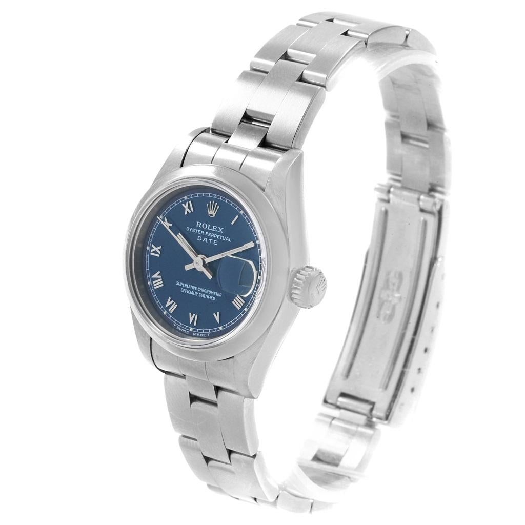 Rolex Date Blue Dial Oyster Bracelet Steel Ladies Watch 69160 For Sale 3