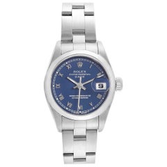 Rolex Date Blue Dial Oyster Bracelet Steel Ladies Watch 69160