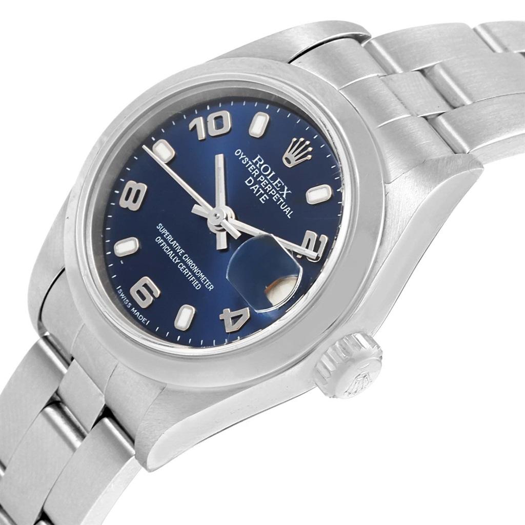 Rolex Date Blue Dial Oyster Bracelet Steel Ladies Watch 79240 For Sale 6
