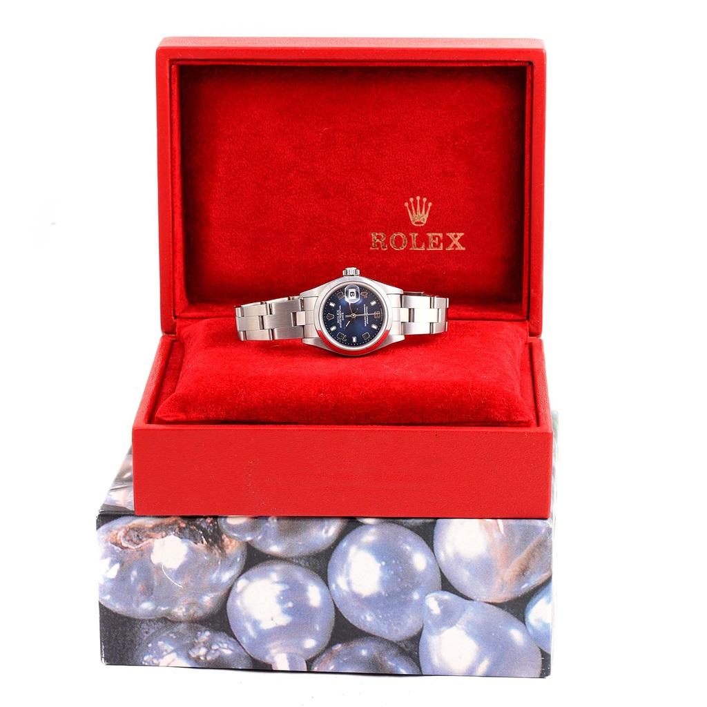 Rolex Date Blue Dial Oyster Bracelet Steel Ladies Watch 79240 For Sale 9
