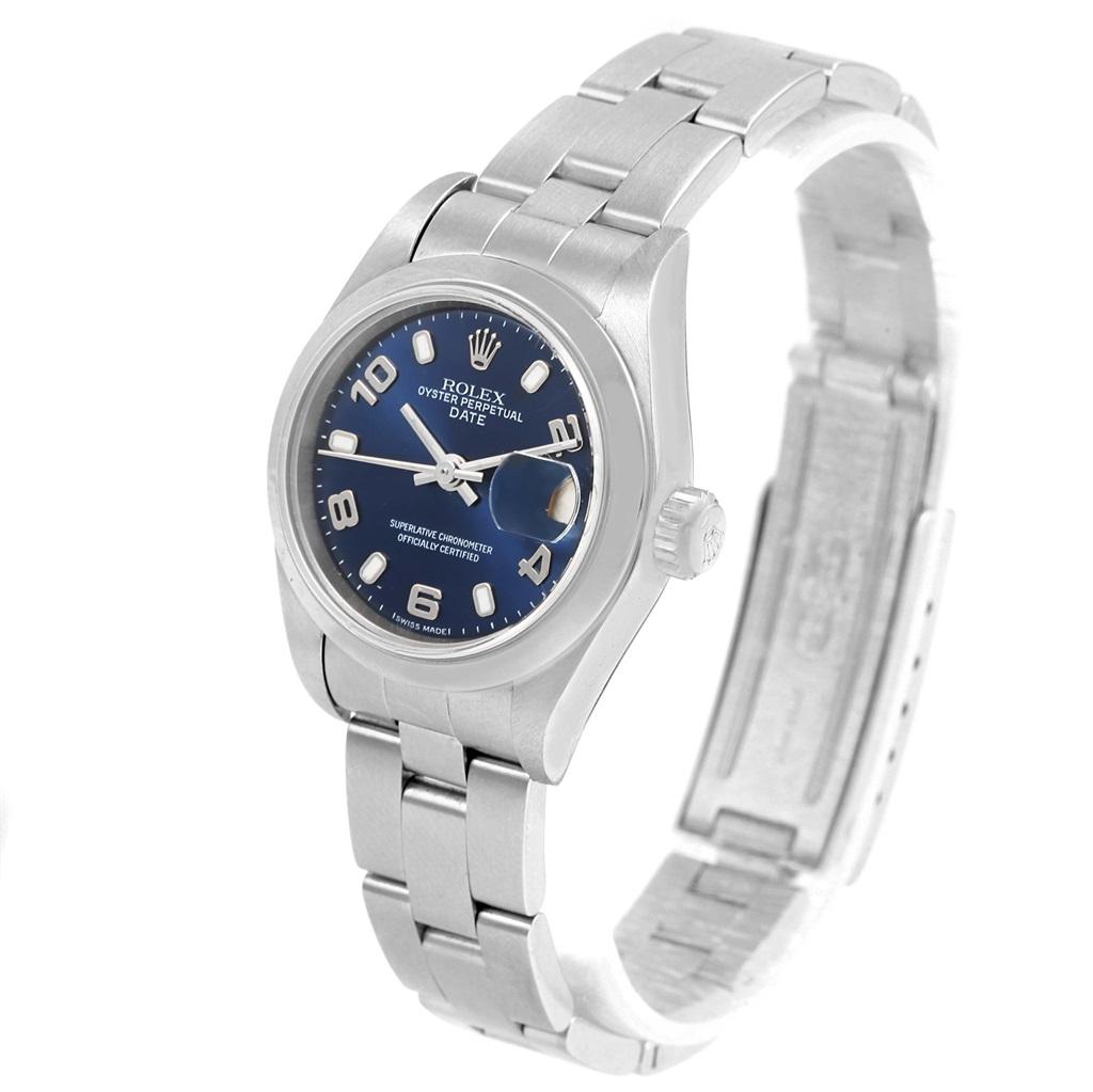 Rolex Date Blue Dial Oyster Bracelet Steel Ladies Watch 79240 For Sale 1