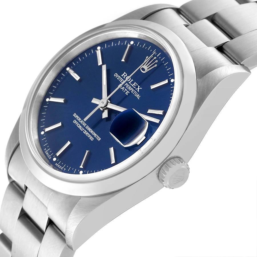 Men's Rolex Date Blue Dial Oyster Bracelet Steel Mens Watch 15200