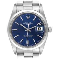 Rolex Date Blue Dial Oyster Bracelet Steel Mens Watch 15200