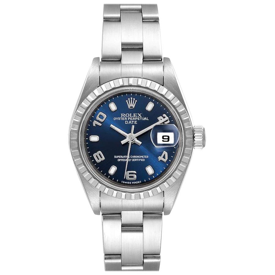 Rolex Date Blue Dial Oyster Bracelet Steel Watch 79240 For Sale