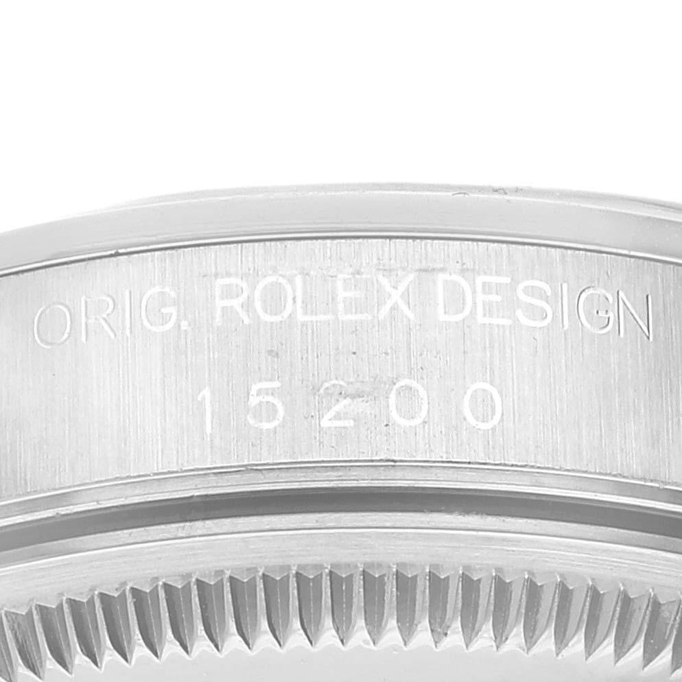Men's Rolex Date Blue Dial Smooth Bezel Steel Mens Watch 15200 Box Papers