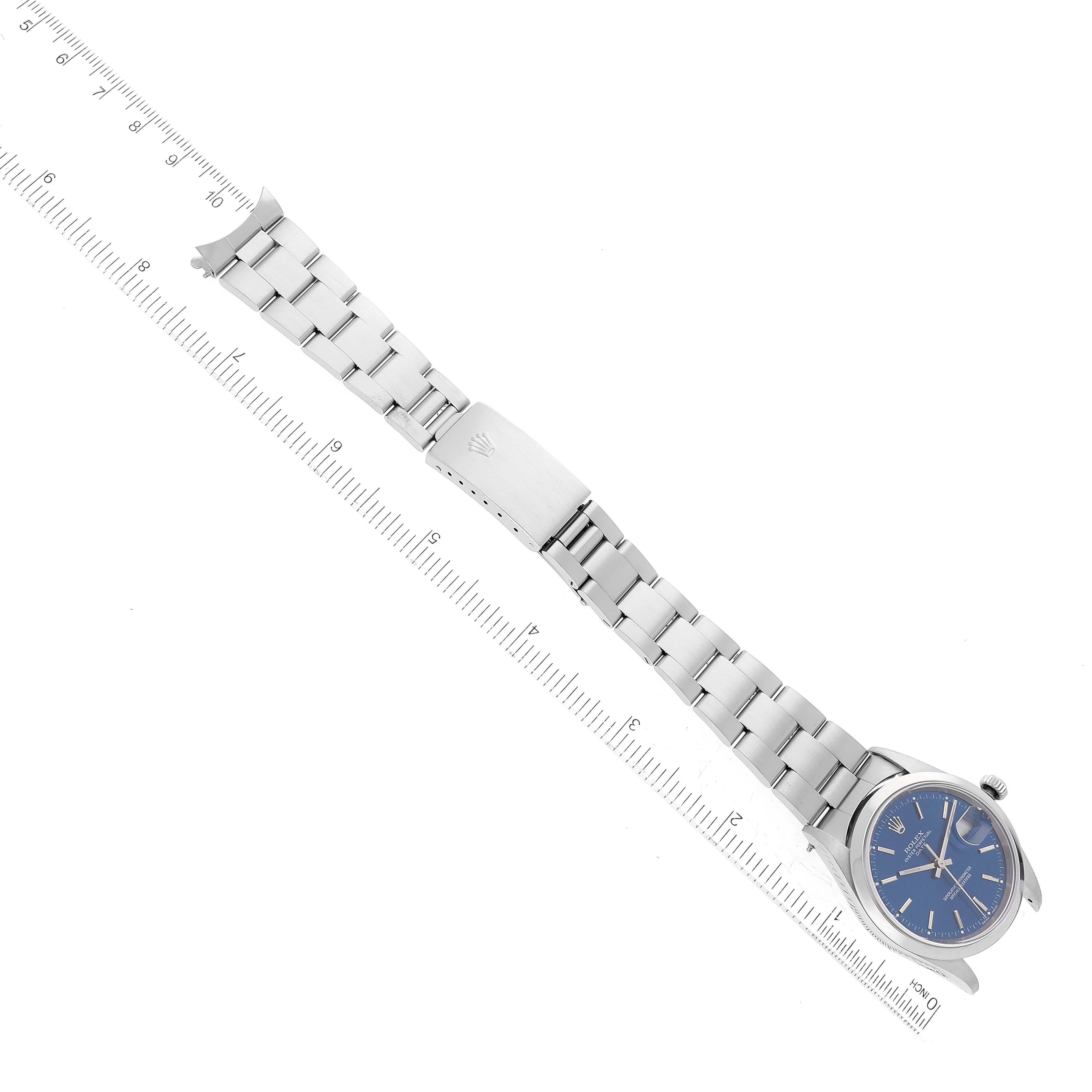 Rolex Date Blue Dial Smooth Bezel Steel Mens Watch 15200 7