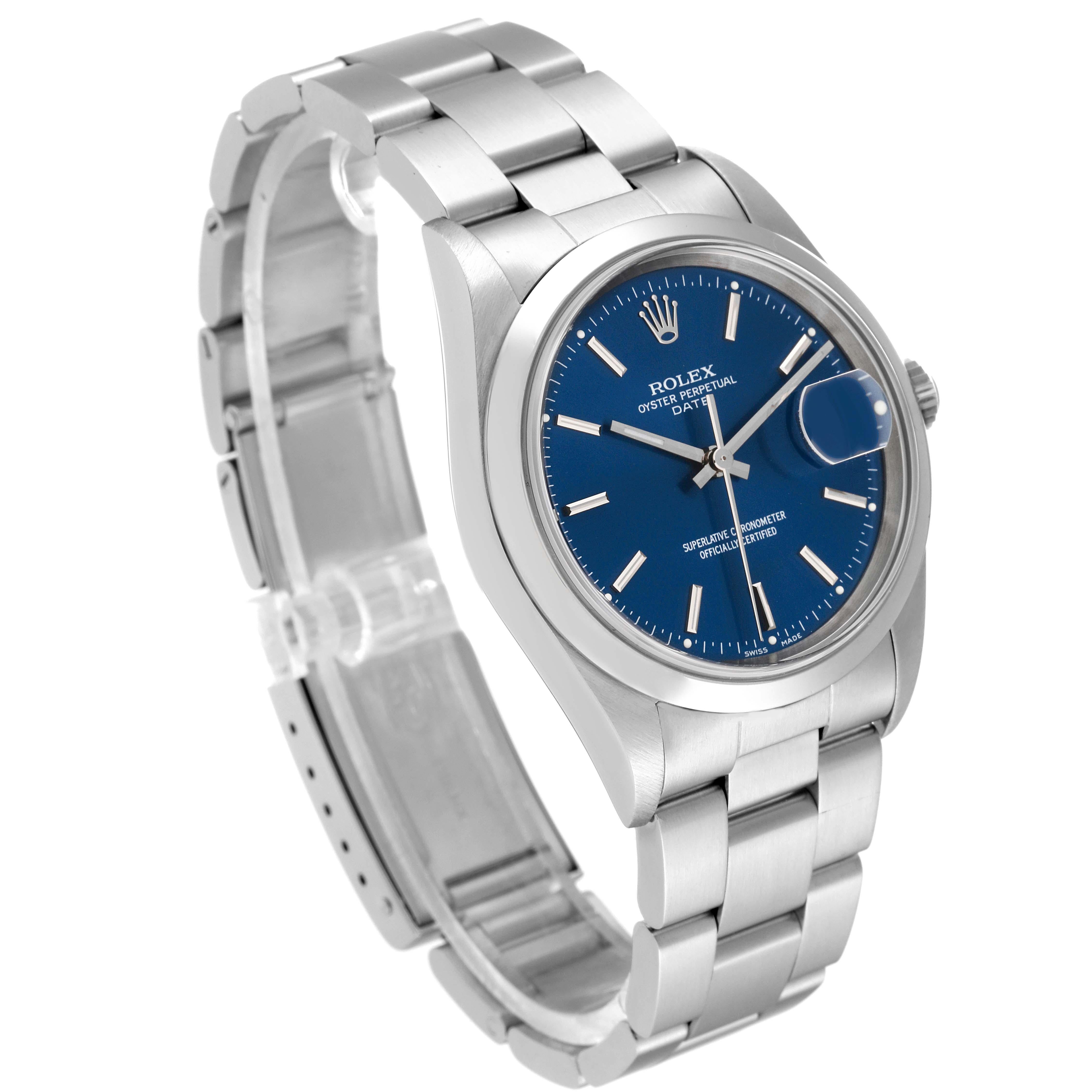 Rolex Date Blue Dial Smooth Bezel Steel Mens Watch 15200 3