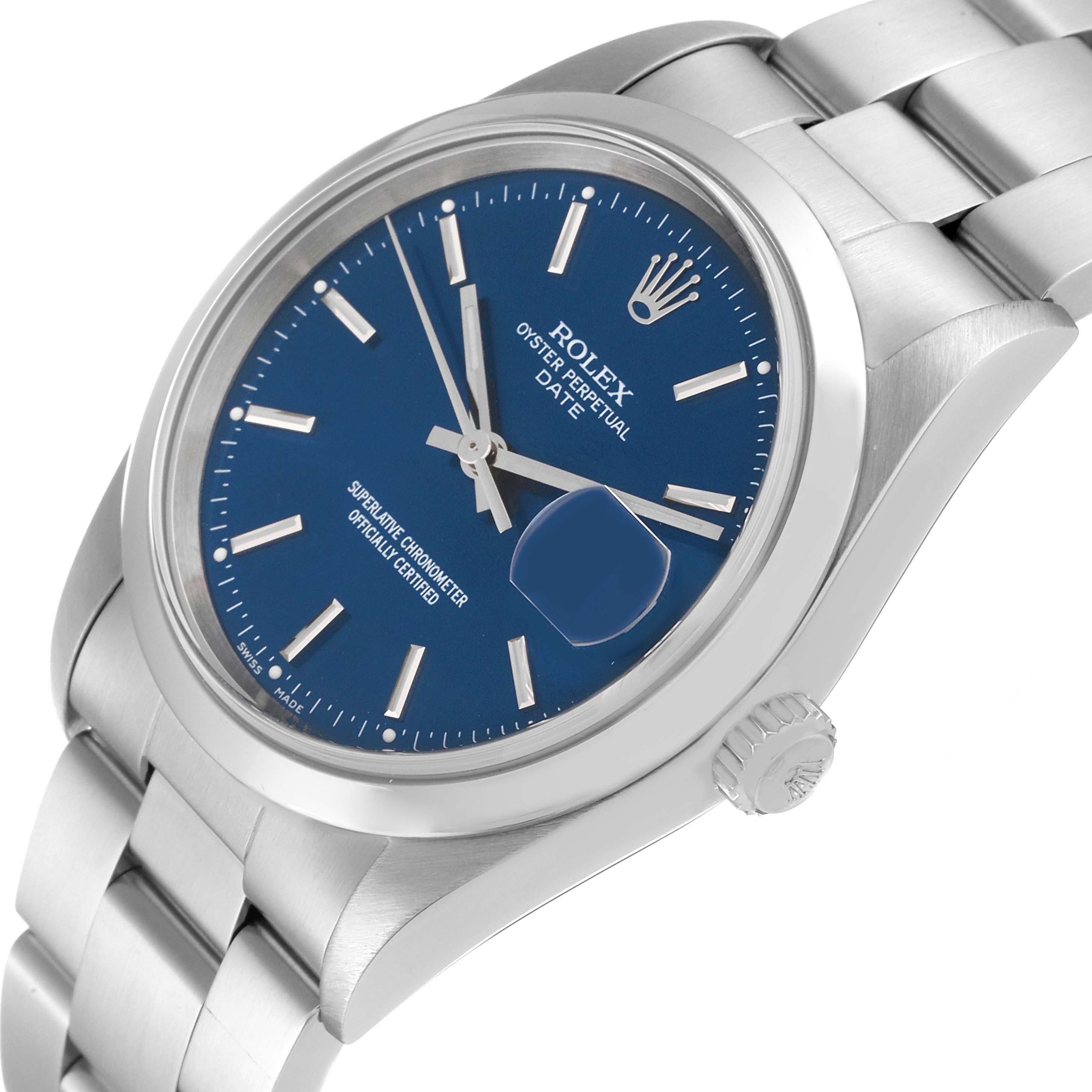 Rolex Date Blue Dial Smooth Bezel Steel Mens Watch 15200 4