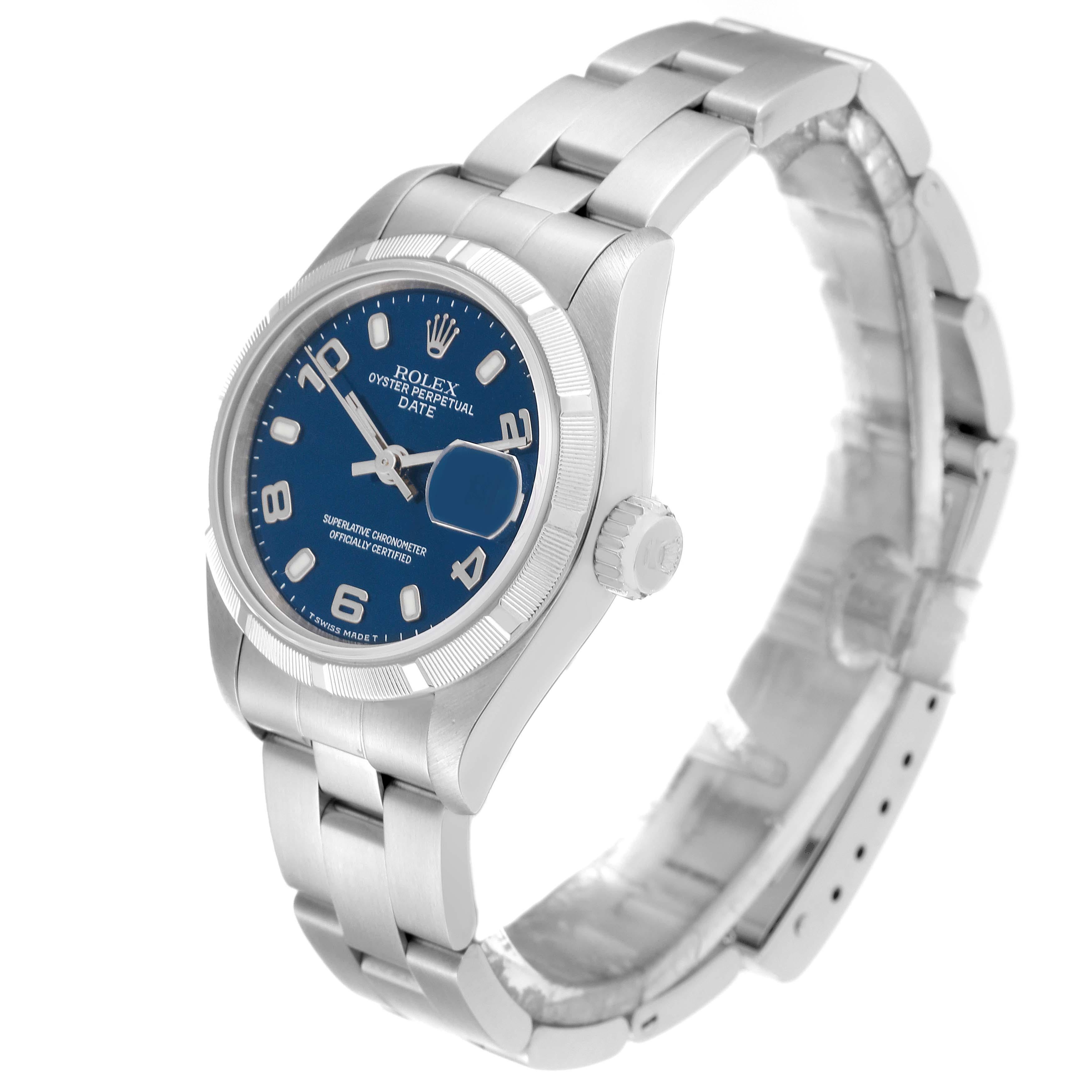 Rolex Montre Date en acier avec cadran bleu, pour femmes 69190 6