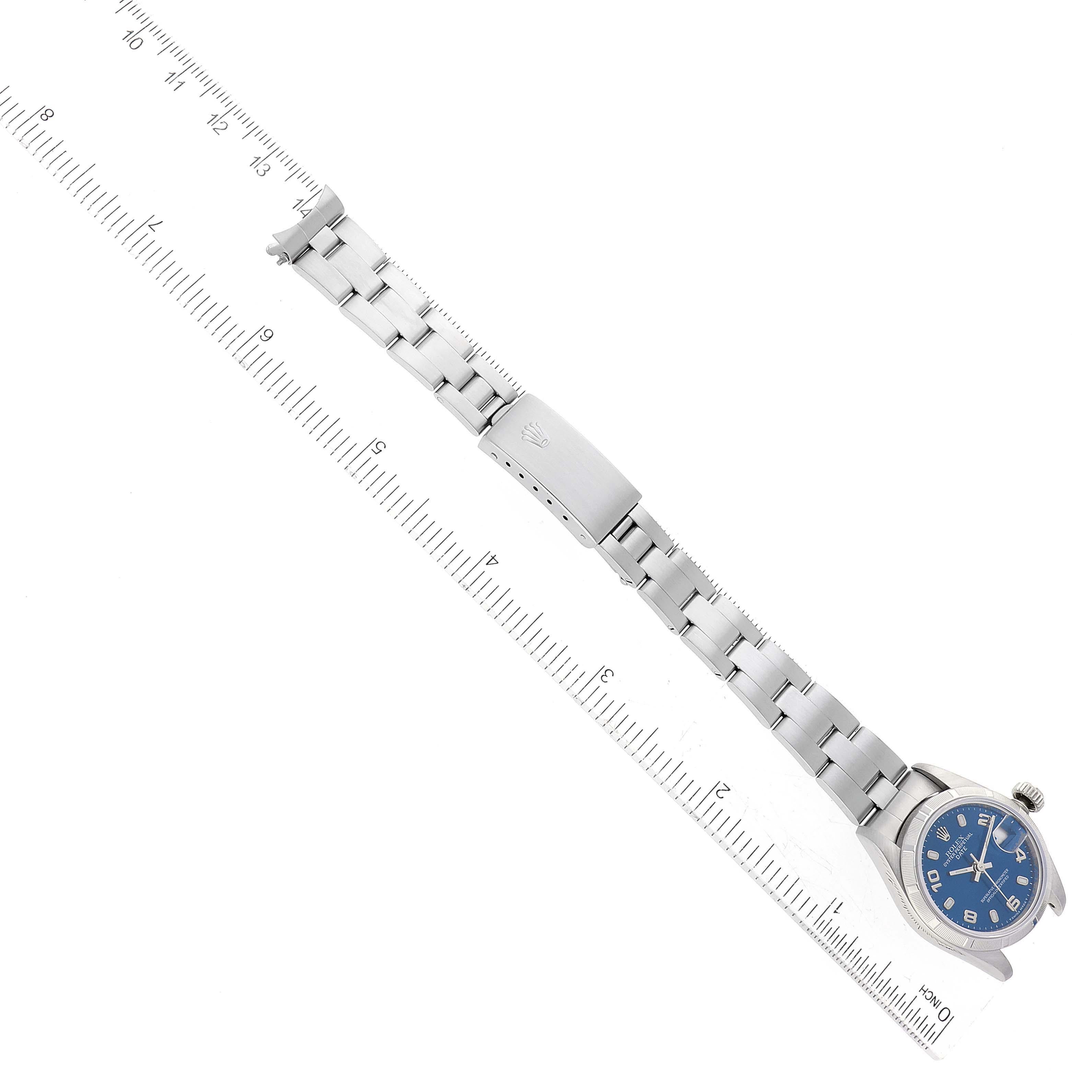 Rolex Montre Date en acier avec cadran bleu, pour femmes 69190 3