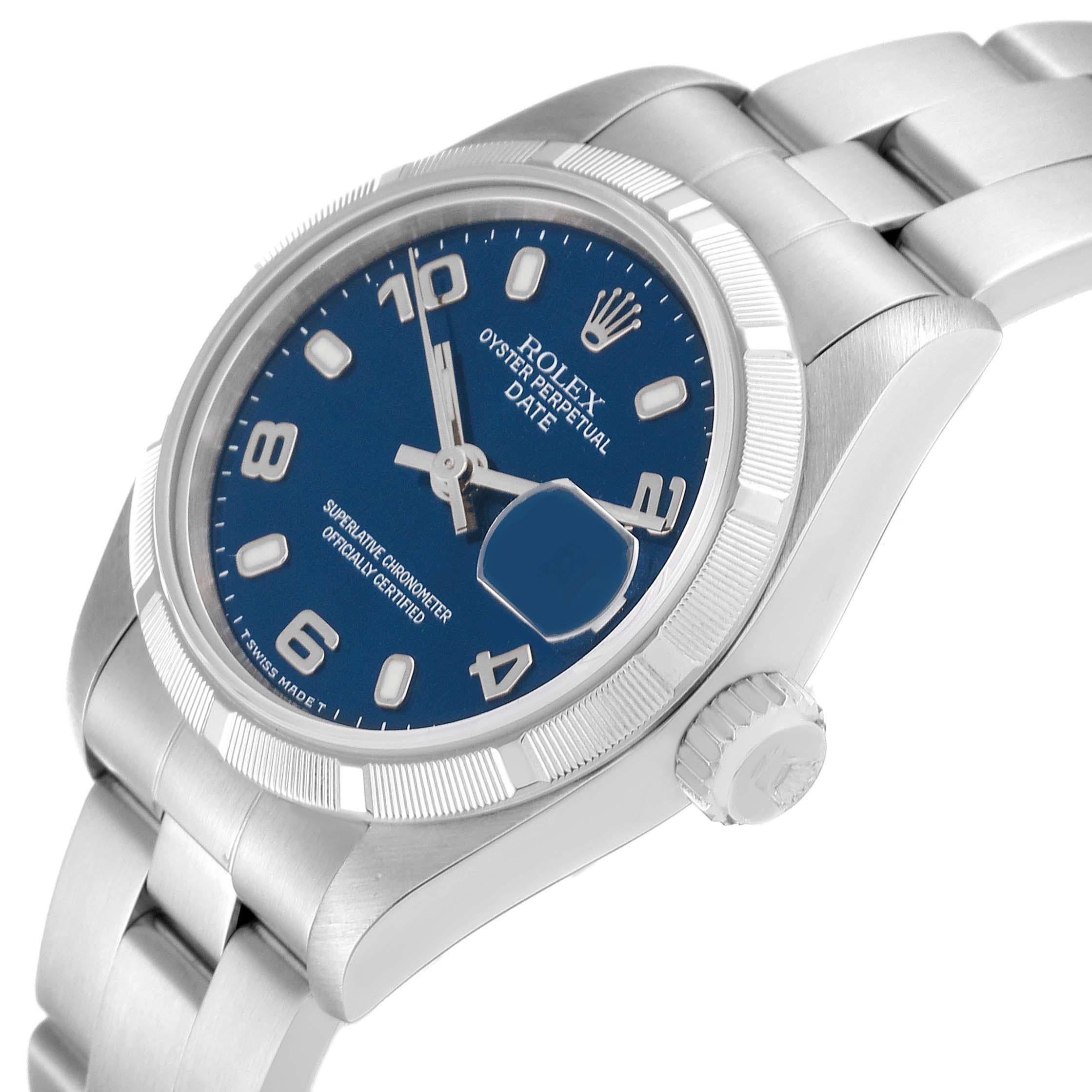 Rolex Montre Date en acier avec cadran bleu, pour femmes 69190 4