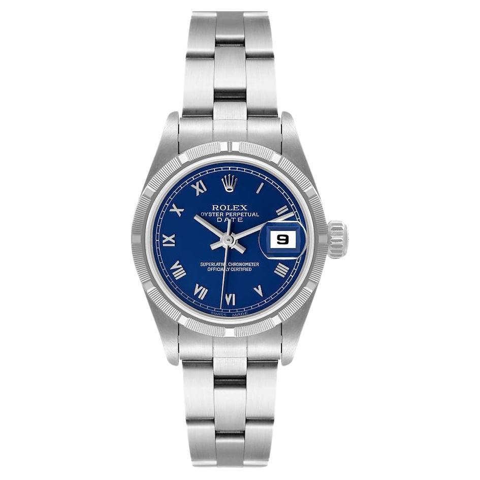 Rolex Oyster Perpetual Nondate Steel Blue Dial Ladies Watch 69190 For