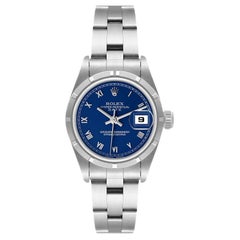 Rolex Date Blue Dial Steel Ladies Watch 69190