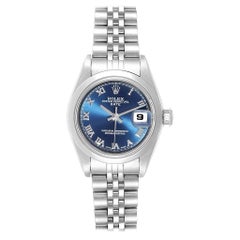 Rolex Date Blue Roman Dial Steel Ladies Watch 79160 Box Papers