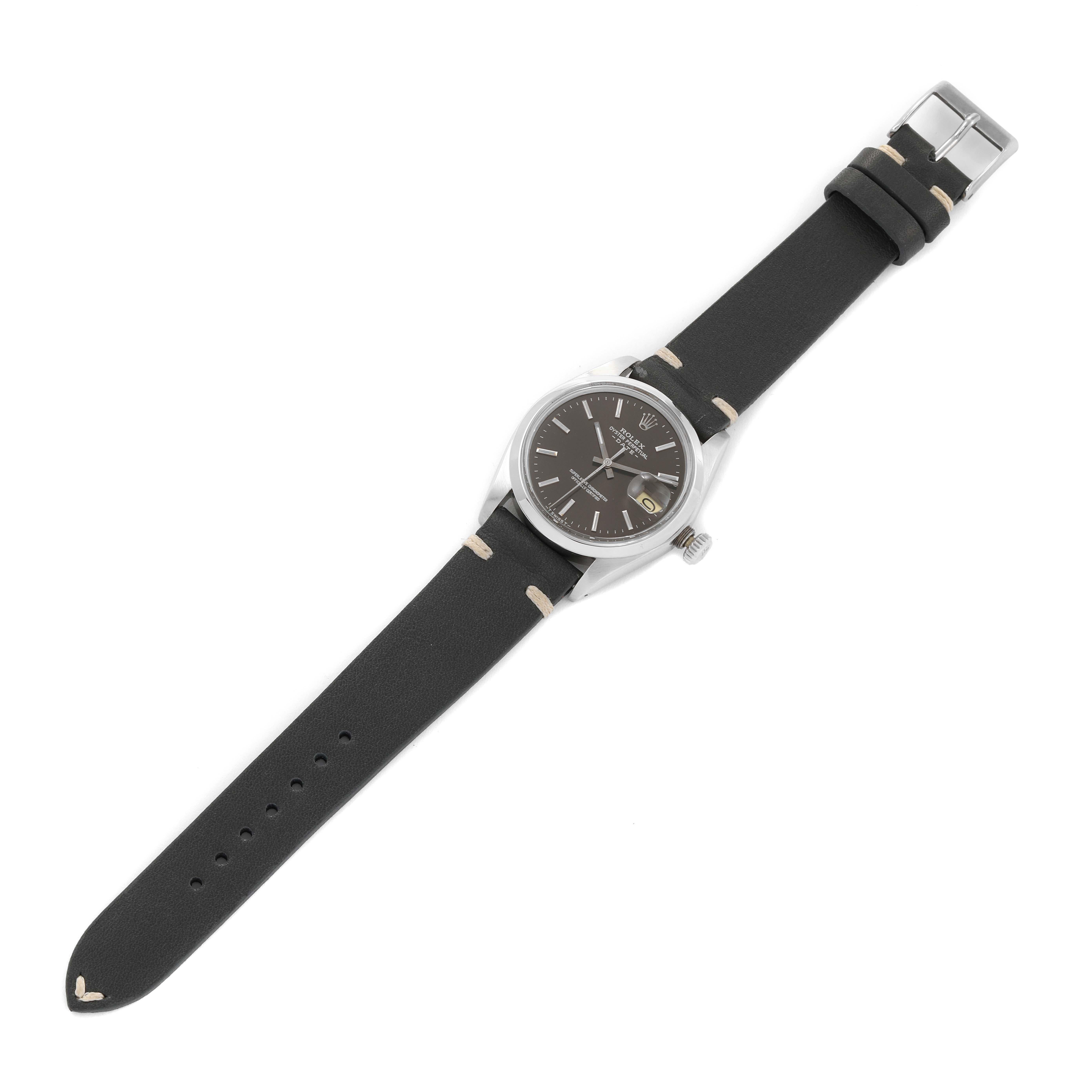 Rolex Date Brown Dial Steel Vintage Mens Watch 1500 6