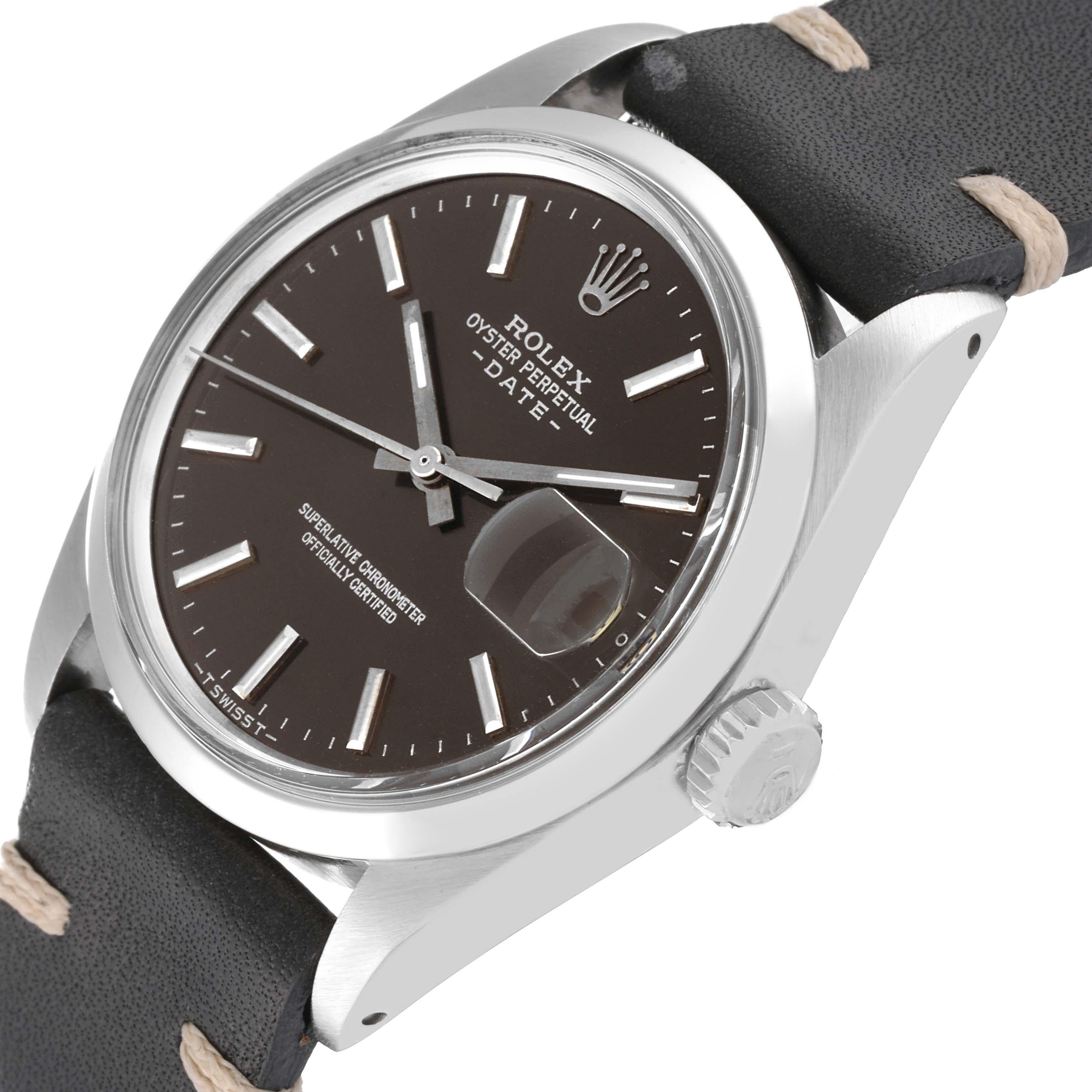 Rolex Date Brown Dial Steel Vintage Mens Watch 1500 1