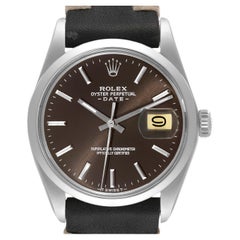 Rolex Date Brown Dial Steel Vintage Mens Watch 1500
