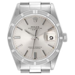 Rolex Date Engine Turned Bezel Vintage Steel Mens Watch 1501 Box Papers