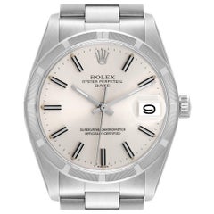 Rolex Date Engine Turned Bezel Vintage Steel Mens Watch 1501