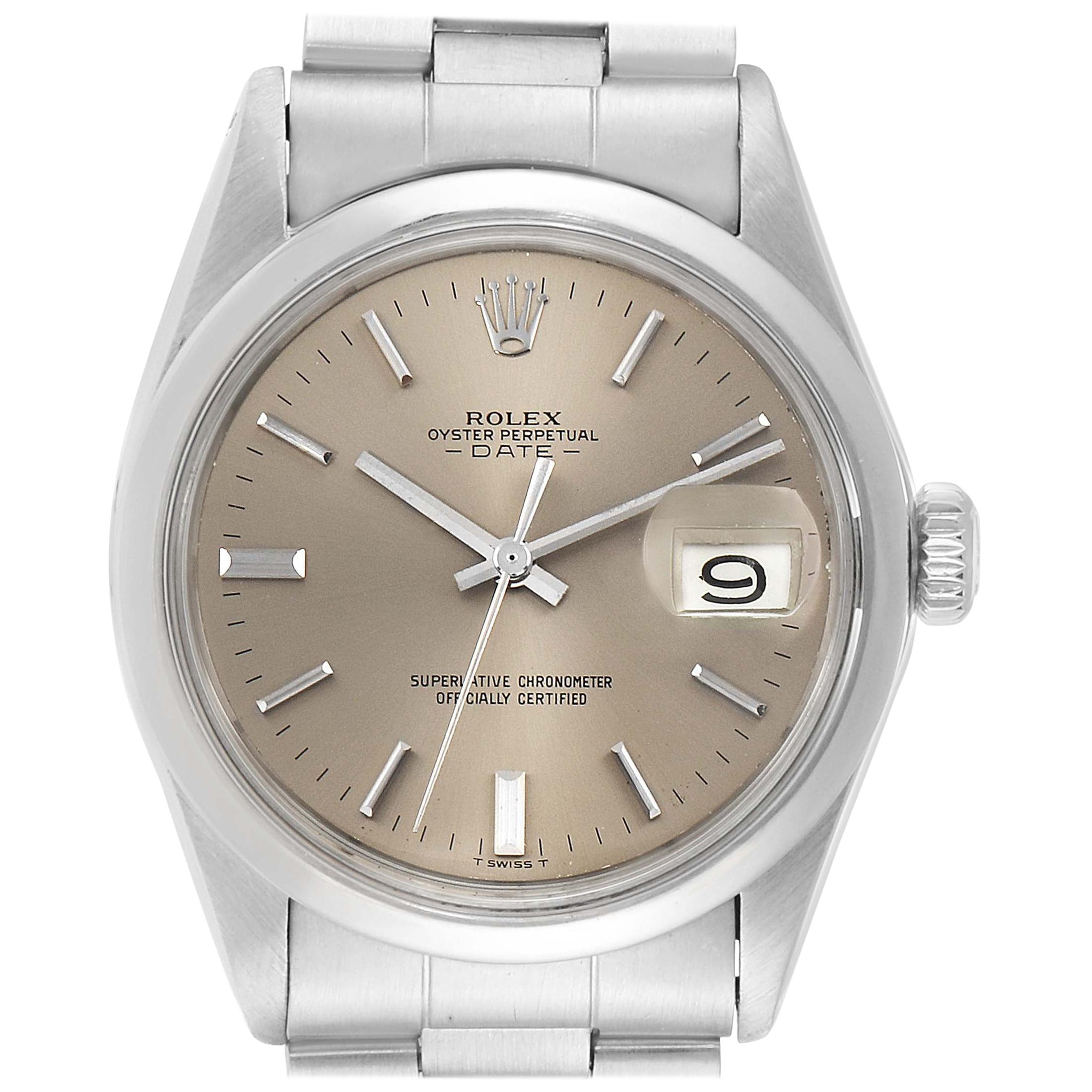 Rolex Date Grey Dial Domed Bezel Vintage Men’s Watch 1500