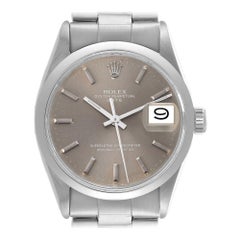Rolex Date Grey Ghost Dial Smooth Bezel Steel Vintage Mens Watch 1500