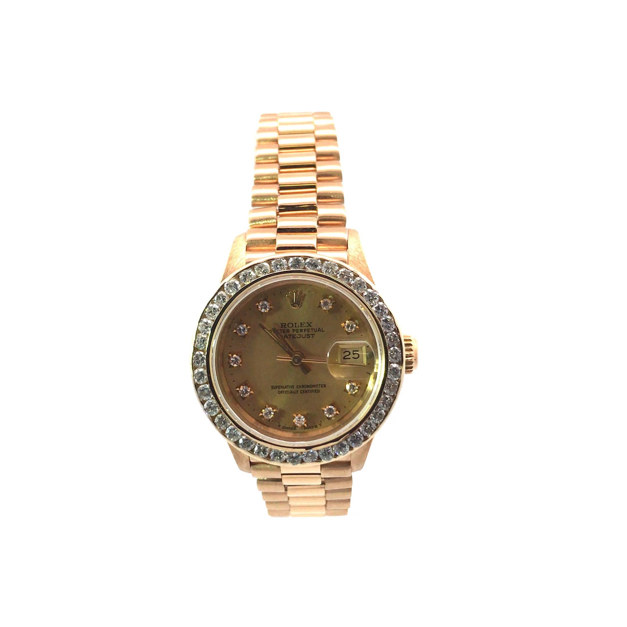 Rolex Date Just 18 Karat Yellow In Excellent Condition In Palm Desert, CA