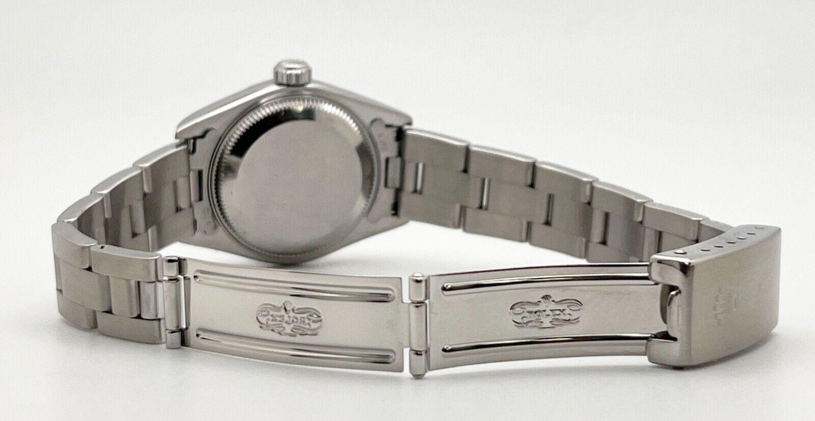 Style Number: 69160
Serial: A363***
Year: 1999
Model: Rolex Ladies Date
Case Material: Stainless Steel
Band: Stainless Steel
Bezel: Stainless Steel
Dial: Silver
Face: Sapphire Crystal
Case Size: 26mm
Includes: 
-Rolex Box & Papers
-Certified