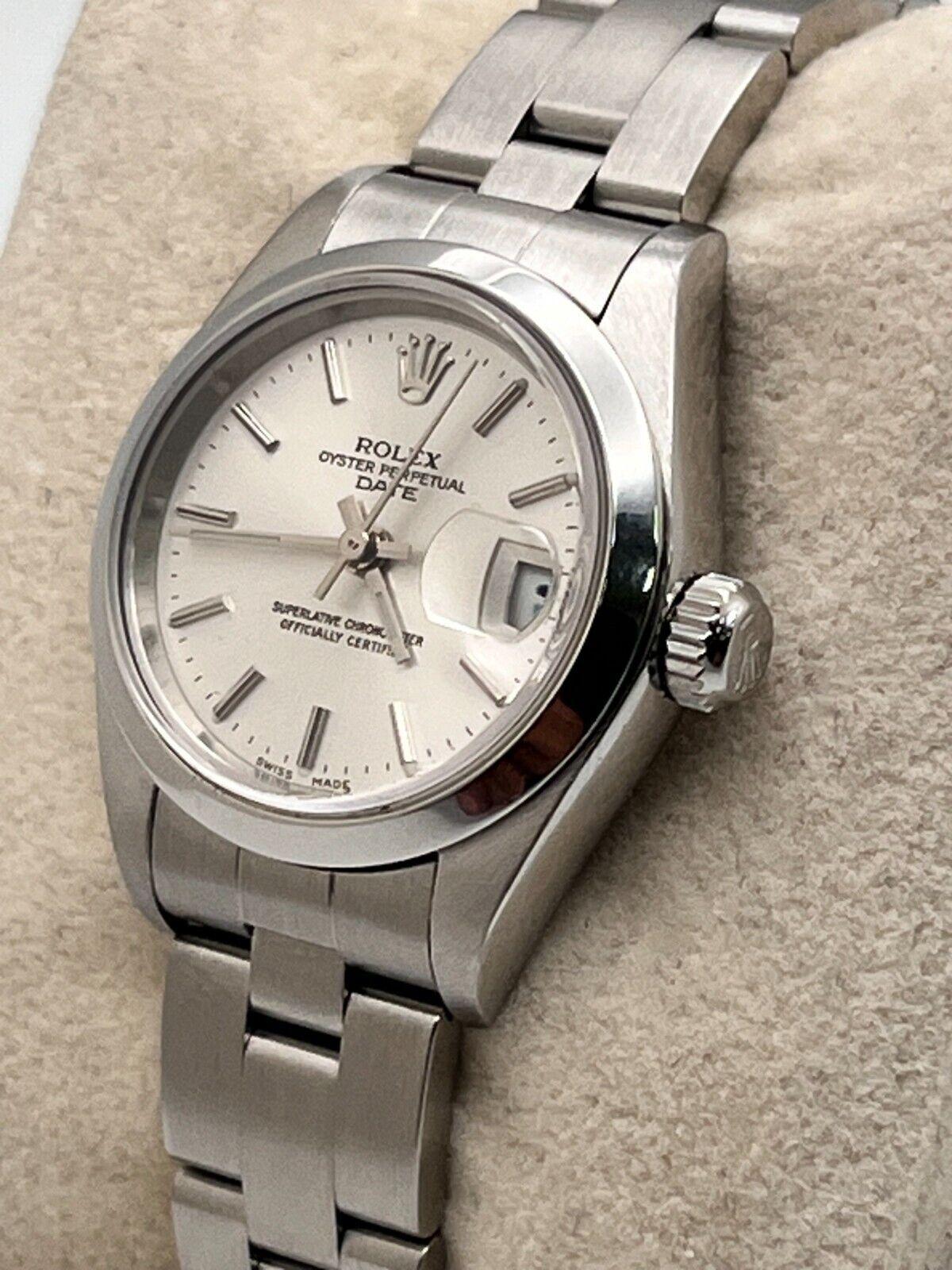Women's Rolex Date Ladies 69160 Silver Dial Stainless Steel Box Papers For Sale