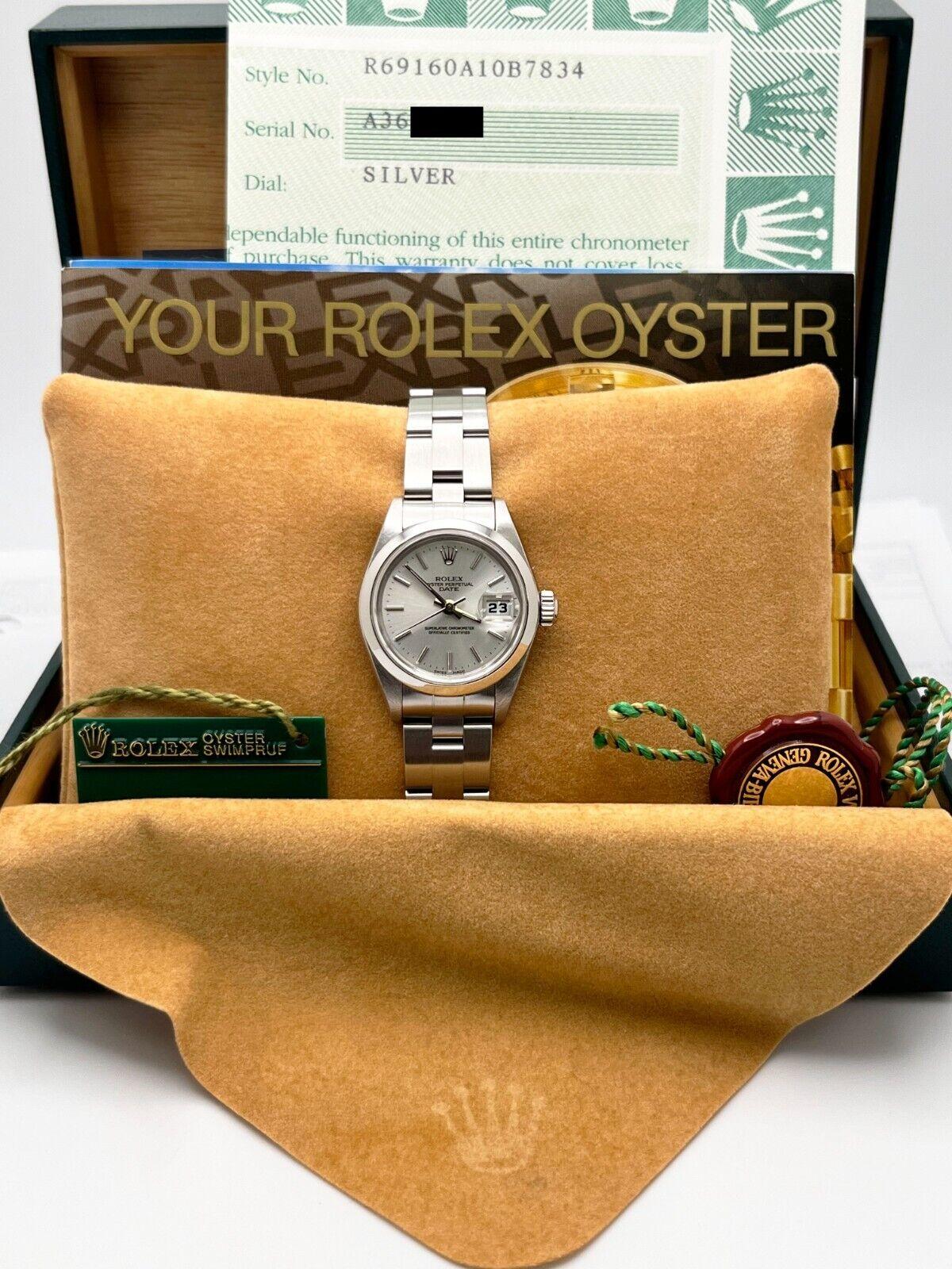 Rolex Date Ladies 69160 Silver Dial Stainless Steel Box Papers For Sale 2