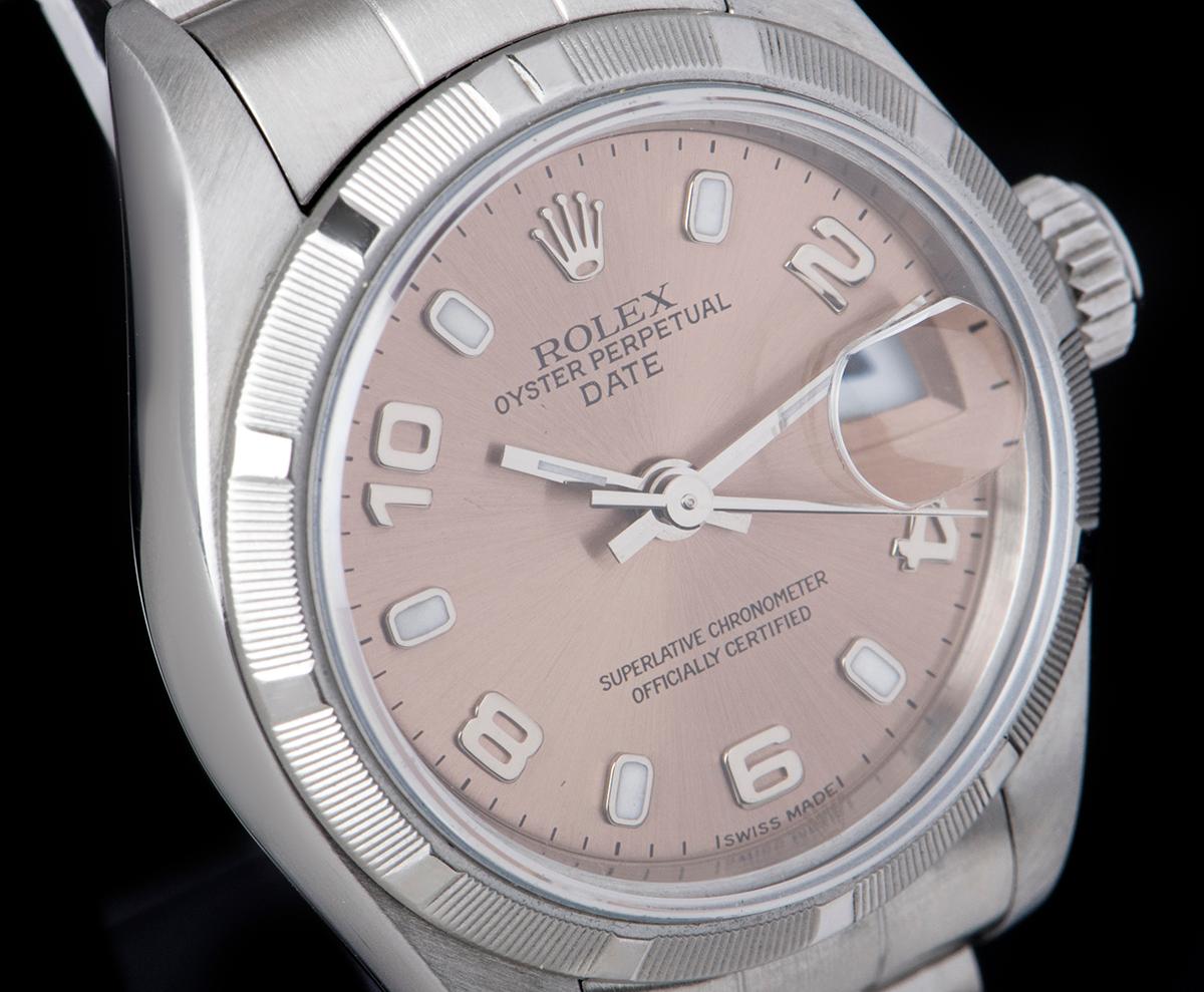 Rolex Date Ladies Stainless Steel Pink Dial 79190 Automatic Wristwatch In Excellent Condition In London, GB