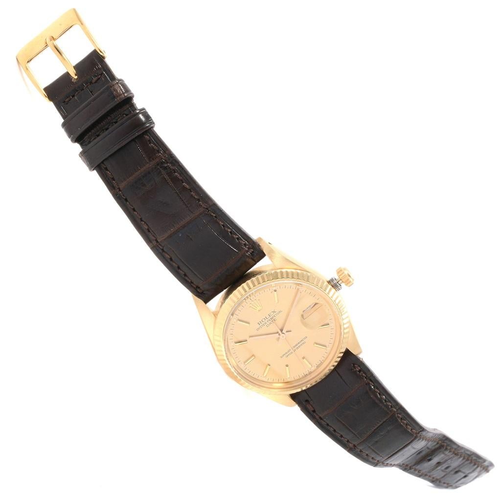 Rolex Date Men's 14 Karat Yellow Gold Vintage Men’s Watch 15037 For Sale 10