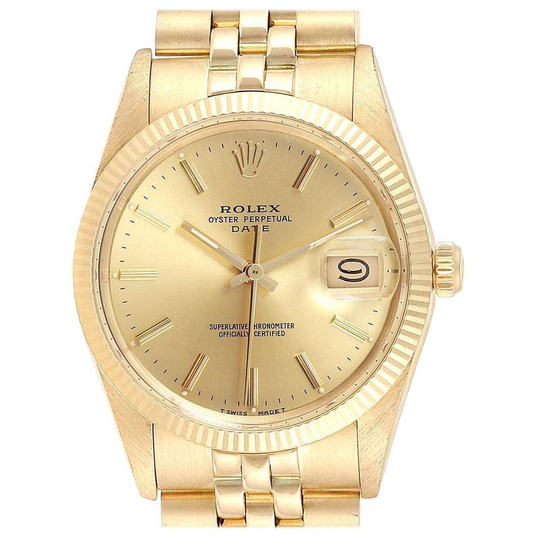 Rolex Date Men's 14 Karat Yellow Gold Vintage Men's Watch 15037