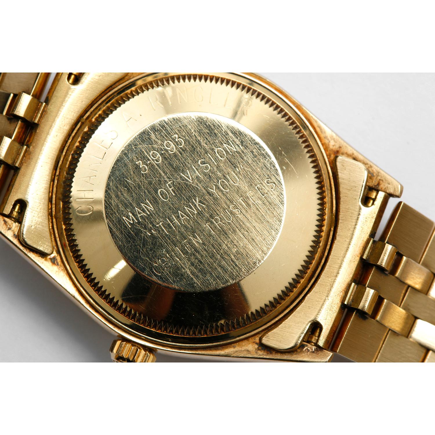 Women's Rolex Date Men's 14 Karat Yellow Gold Davey O'Brien Award Watch