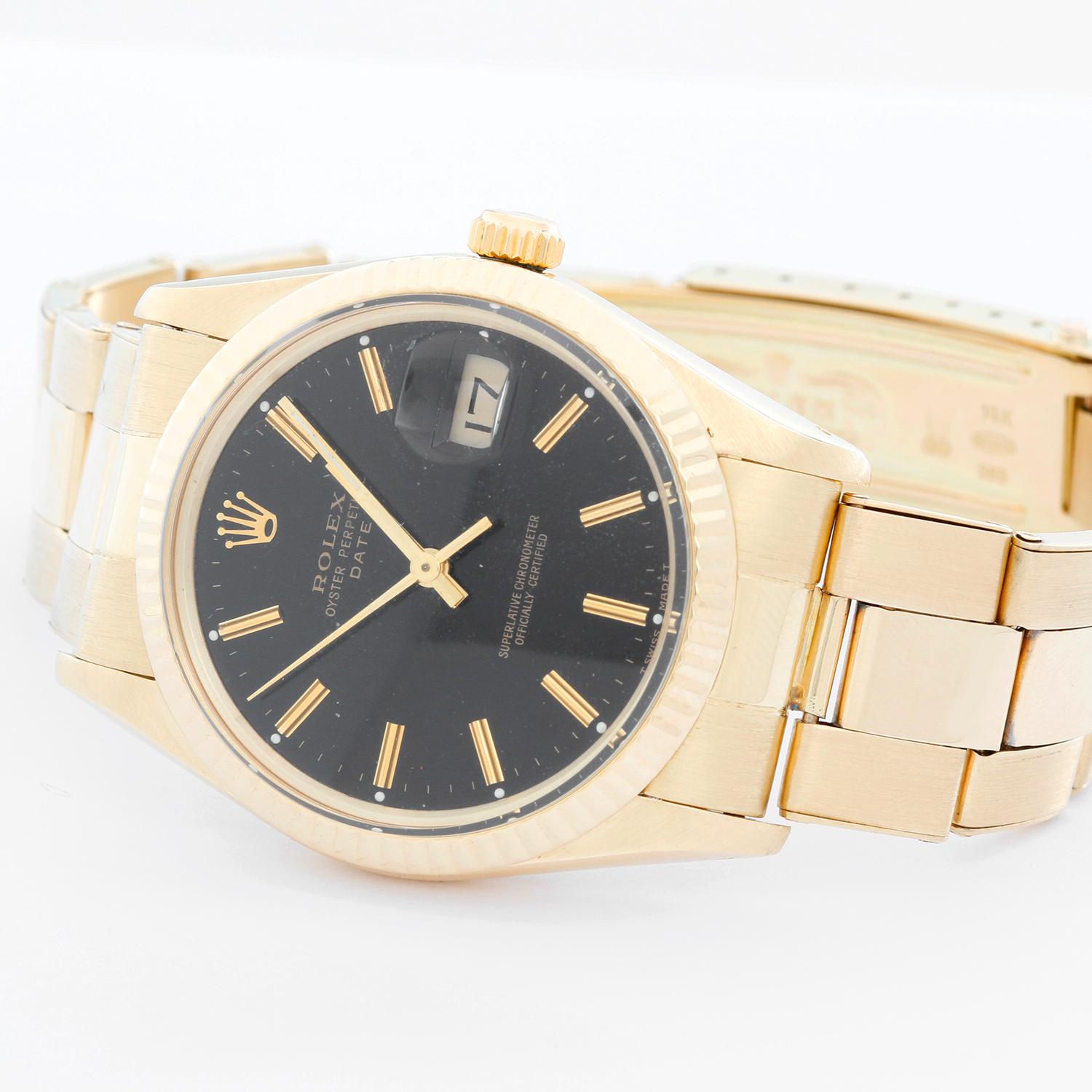Rolex Date Men's 14 Karat Yellow Gold Watch 15037 at 1stDibs