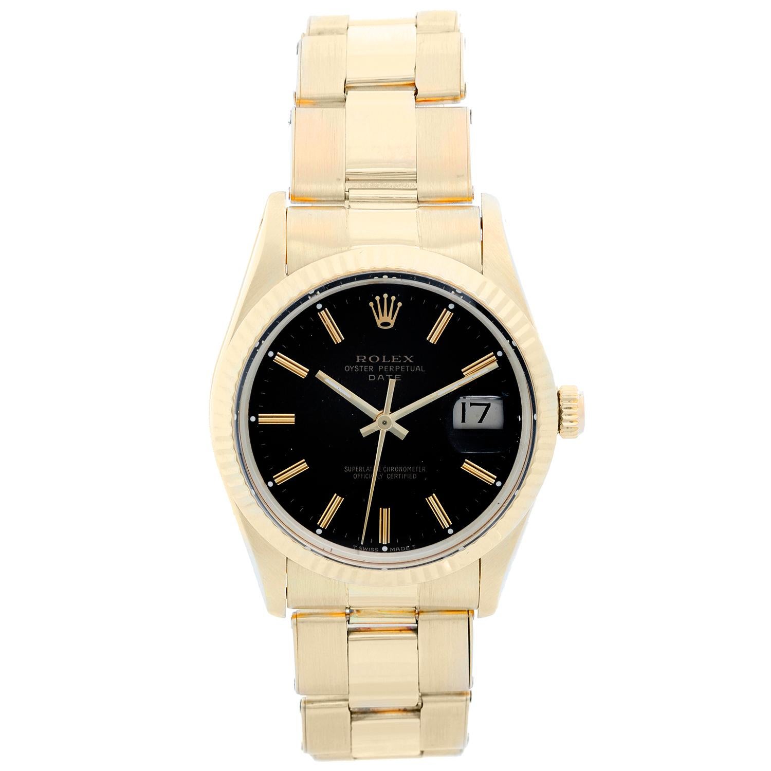 Rolex Date Men's 14 Karat Yellow Gold Watch 15037 at 1stDibs